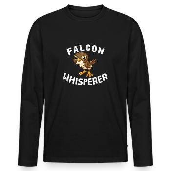 Funny Falcon Lover Falcon Whisperer Birder - Men's Premium Organic Long Sleeve Shirt - black - Front - Nico (187cm)