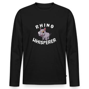 Rhino Whisperer Rhinoceros Pachyderm licorne Rhinocéros - T-shirt manches longues Premium bio Homme - noir - Devant - Nico (187cm)