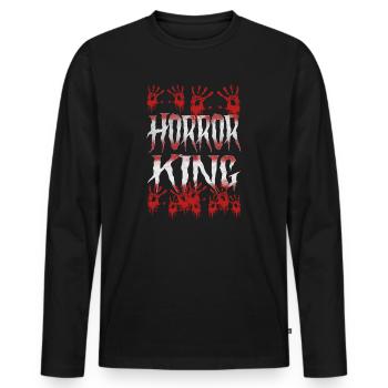 Horror King Effrayant Halloween Film d'horreur - T-shirt manches longues Premium bio Homme - noir - Devant - Nico (187cm)
