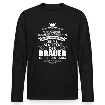 BRAUER - Männer Premium Bio Langarmshirt - Schwarz - Vorne - Nico (187cm)