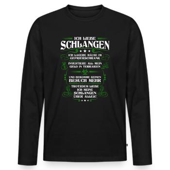 Schlangen/Schlange/Liebe/Reptilien/Reptil/Haustier - Männer Premium Bio Langarmshirt - Schwarz - Vorne - Nico (187cm)