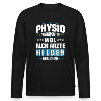 Physiotherapeutin Physiotherapie Physiotherapeut - Männer Premium Bio Langarmshirt - Schwarz - Vorne - Nico (187cm)