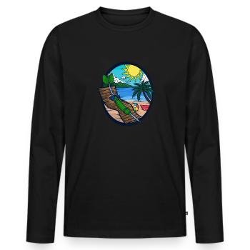 Darts On The Beach Sunlounger Shirt Darts Player - Men's Premium Organic Long Sleeve Shirt - black - Front - Nico (187cm)