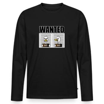 Duck Hunt Duck Wanted In Front Of A Prison Wall - Männer Premium Bio Langarmshirt - Schwarz - Vorne - Nico (187cm)