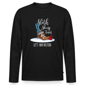 Sloth Skiing Team – Vintage Look - Men's Premium Organic Long Sleeve Shirt - black - Front - Nico (187cm)