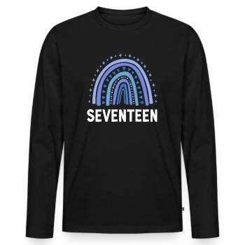 Blue Rainbow Seventeen Years 17th Birthday - Men's Premium Organic Long Sleeve Shirt - black - Front - Nico (187cm)