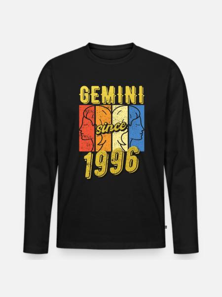Gemini Zodiac 1996 Gift - Men's Premium Organic Long Sleeve Shirt - black