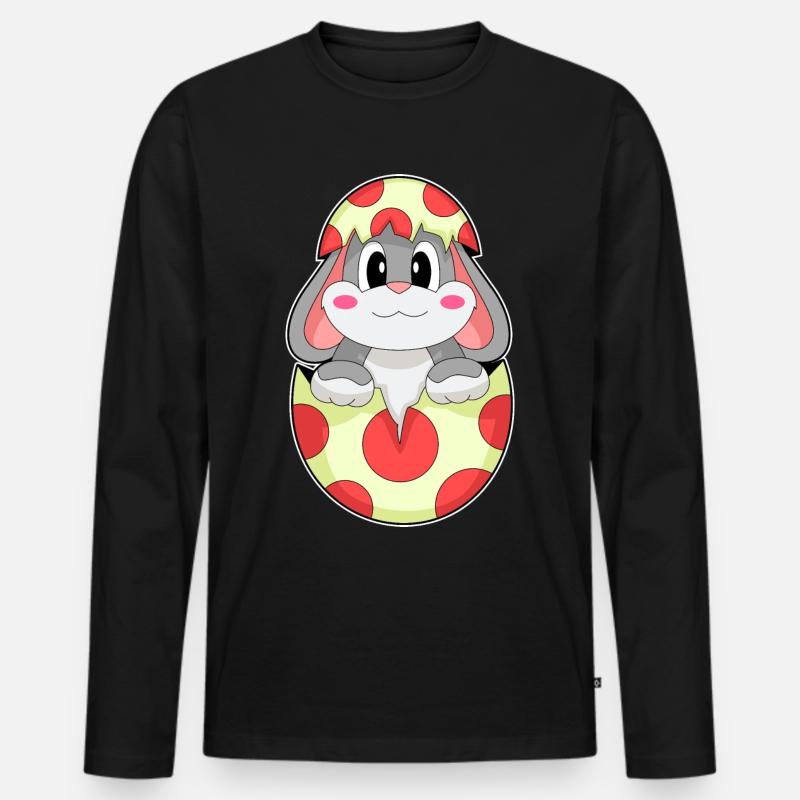 Hase Ei - Männer Premium Bio Langarmshirt - Schwarz