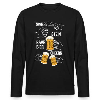 Paar Bier Bierliebhaber Bier Hopfenes Schere Stein - Männer Premium Bio Langarmshirt - Schwarz - Vorne - Nico (187cm)