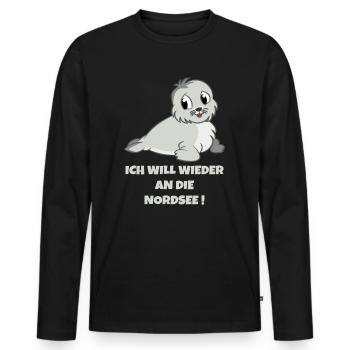ICH WILL WIEDER AN DIE NORDSEE - Männer Premium Bio Langarmshirt - Schwarz - Vorne - Nico (187cm)