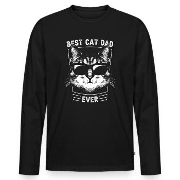 Best Cat Dad Ever - Men's Premium Organic Long Sleeve Shirt - black - Front - Nico (187cm)