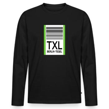 TXL Berlin-Tegel Airport Never forget baggage carousel - Men's Premium Organic Long Sleeve Shirt - black - Front - Nico (187cm)