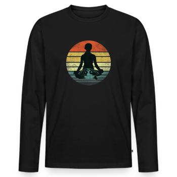 Handpan Hang Drum Music Yoga Meditation Sunset - Men's Premium Organic Long Sleeve Shirt - black - Front - Nico (187cm)