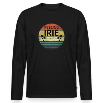 Feeling Irie Retro Sunset Jamaïque Reggae Rasta - T-shirt manches longues Premium bio Homme - noir - Devant - Nico (187cm)