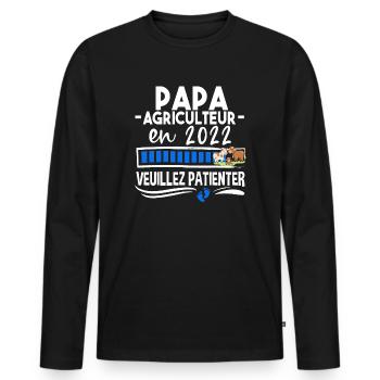 Papa Agriculteur Agriculture 2022 Bébé Naissance - T-shirt manches longues Premium bio Homme - noir - Devant - Nico (187cm)