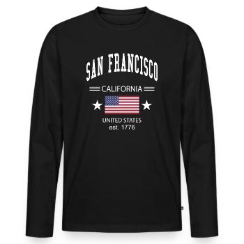 San Francisco - T-shirt manches longues Premium bio Homme - noir - Devant - Nico (187cm)