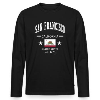 San Francisco - T-shirt manches longues Premium bio Homme - noir - Devant - Nico (187cm)
