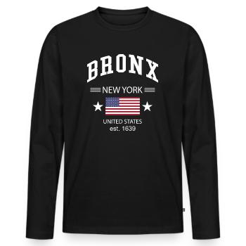 Bronx - Männer Premium Bio Langarmshirt - Schwarz - Vorne - Nico (187cm)