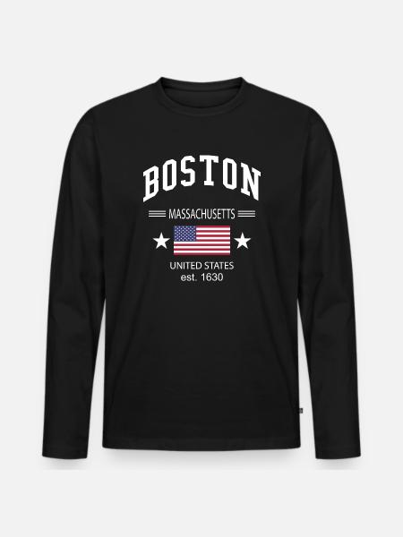 Boston - Men's Premium Organic Long Sleeve Shirt - black