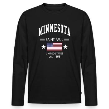 Minnesota - T-shirt manches longues Premium bio Homme - noir - Devant - Nico (187cm)