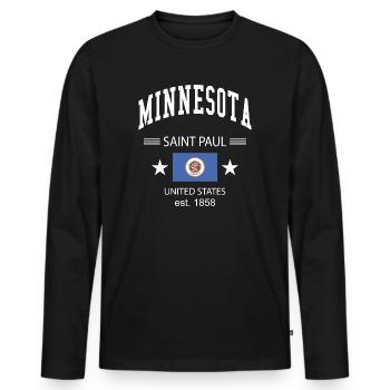 Minnesota - T-shirt manches longues Premium bio Homme - noir - Devant - Nico (187cm)