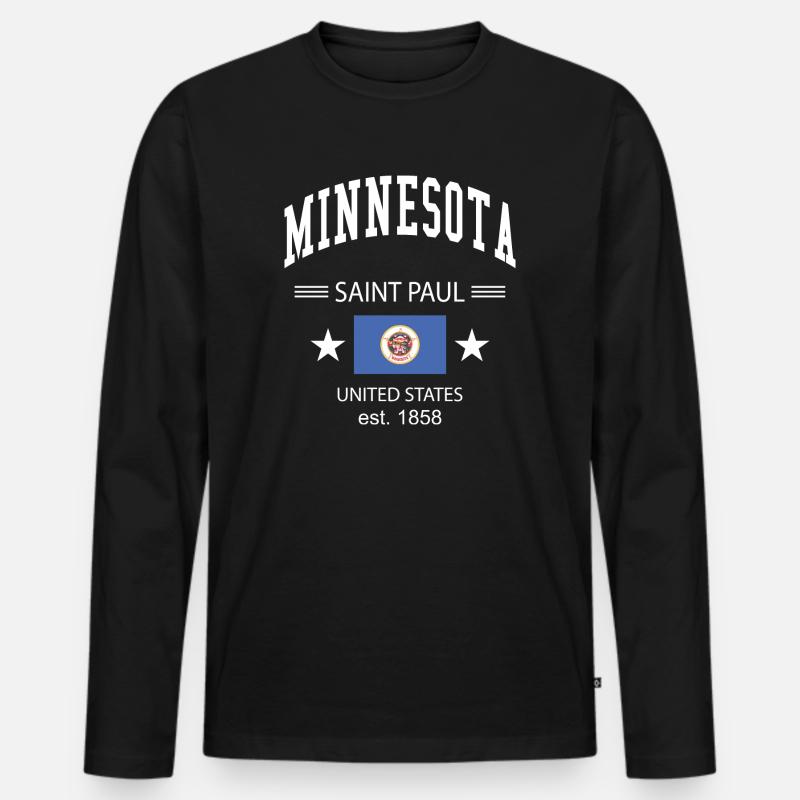 Minnesota - Männer Premium Bio Langarmshirt - Schwarz