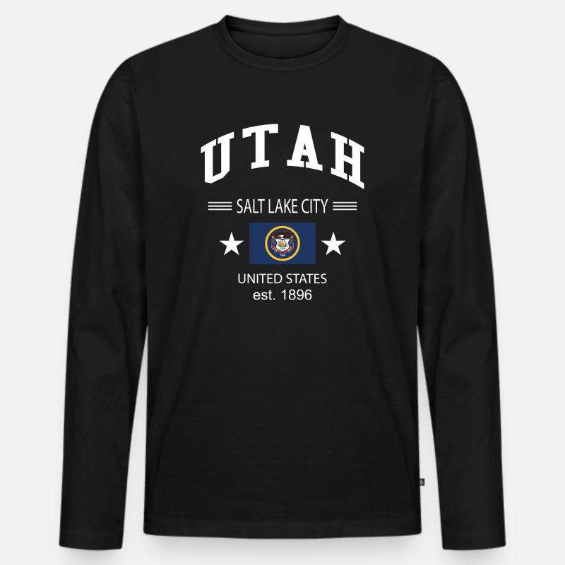 Utah - Männer Premium Bio Langarmshirt - Schwarz