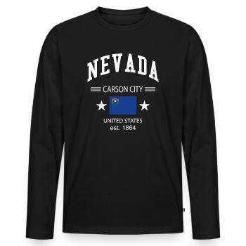 Nevada - Männer Premium Bio Langarmshirt - Schwarz - Vorne - Nico (187cm)