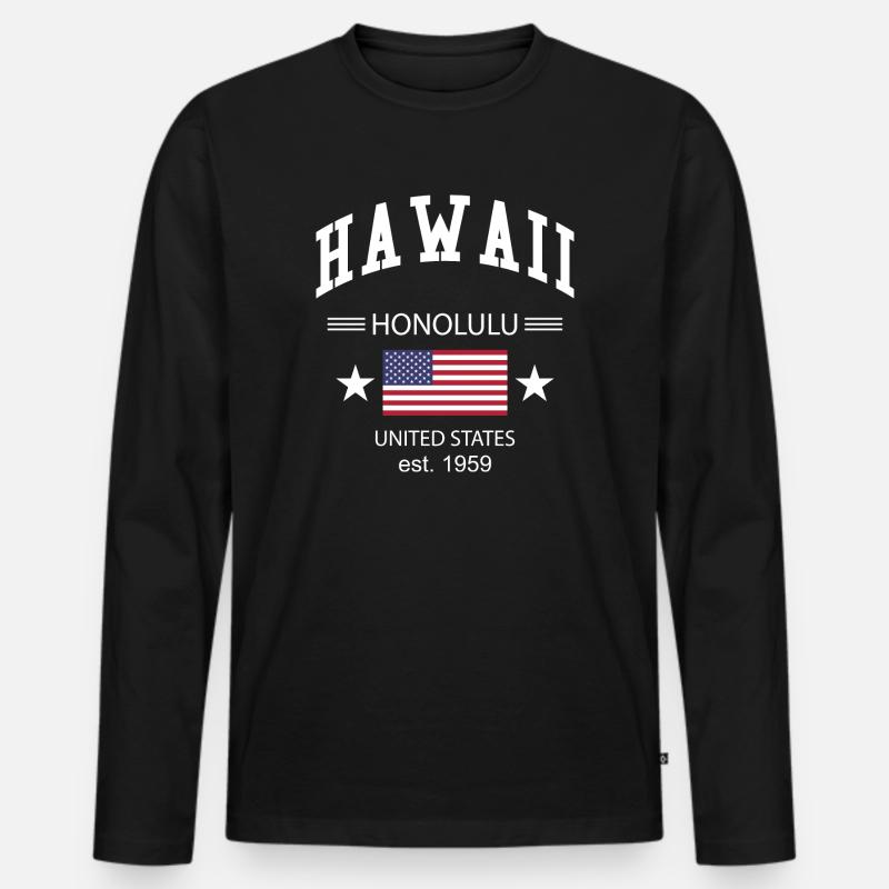 Hawaii - Männer Premium Bio Langarmshirt - Schwarz