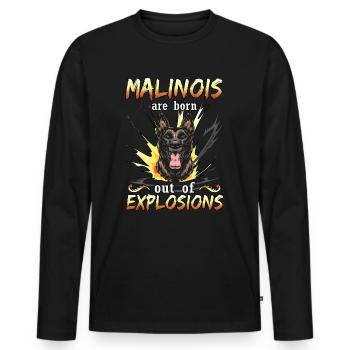 German Shepherd -Malinois Dog -Belgian Shepherd - Men's Premium Organic Long Sleeve Shirt - black - Front - Nico (187cm)