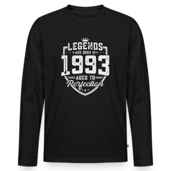 Les légendes sont nées en 1993 - T-shirt manches longues Premium bio Homme - noir - Devant - Nico (187cm)