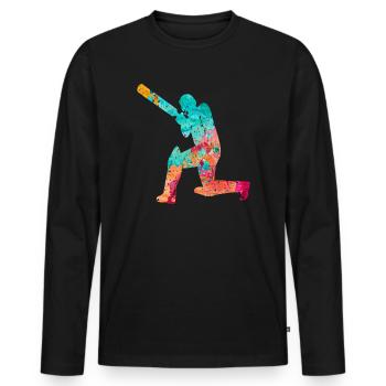 Joueurs de cricket à Popart - T-shirt manches longues Premium bio Homme - noir - Devant - Nico (187cm)
