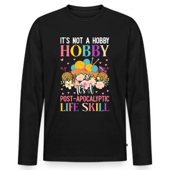 Stricken ist eine Lebenseinstellung - Männer Premium Bio Langarmshirt - Schwarz - Vorne - Nico (187cm)