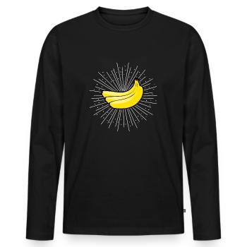 Banane - Männer Premium Bio Langarmshirt - Schwarz - Vorne - Nico (187cm)