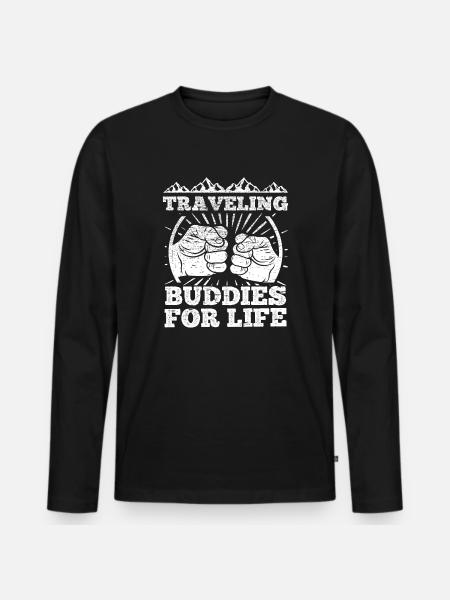 Traveling Buddies - Men's Premium Organic Long Sleeve Shirt - black