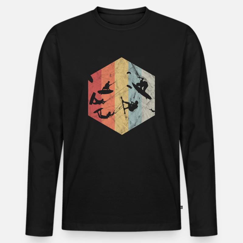 Retro Kiting - Männer Premium Bio Langarmshirt - Schwarz