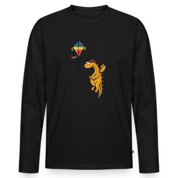 Drache mit Drachen - Männer Premium Bio Langarmshirt - Schwarz - Vorne - Nico (187cm)