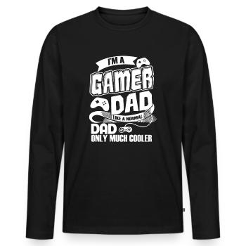 Ich bin ein Gamer Dad Shirt - Männer Premium Bio Langarmshirt - Schwarz - Vorne - Nico (187cm)