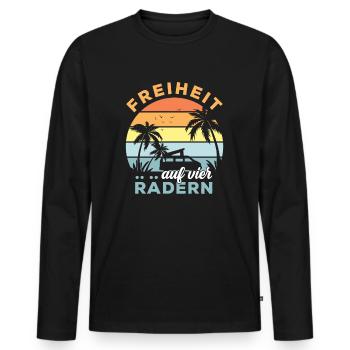 Freiheit auf vier Rädern Camper Palmen Camping - Männer Premium Bio Langarmshirt - Schwarz - Vorne - Nico (187cm)