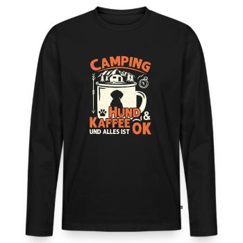 Camping Hund Kaffee Hundeliebhaber Camper Caravan - Männer Premium Bio Langarmshirt - Schwarz - Vorne - Nico (187cm)