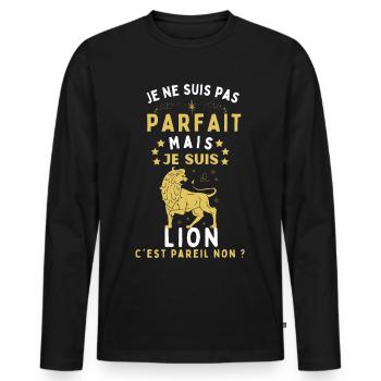 Astrologie lion homme humour - T-shirt manches longues Premium bio Homme - noir - Devant - Nico (187cm)