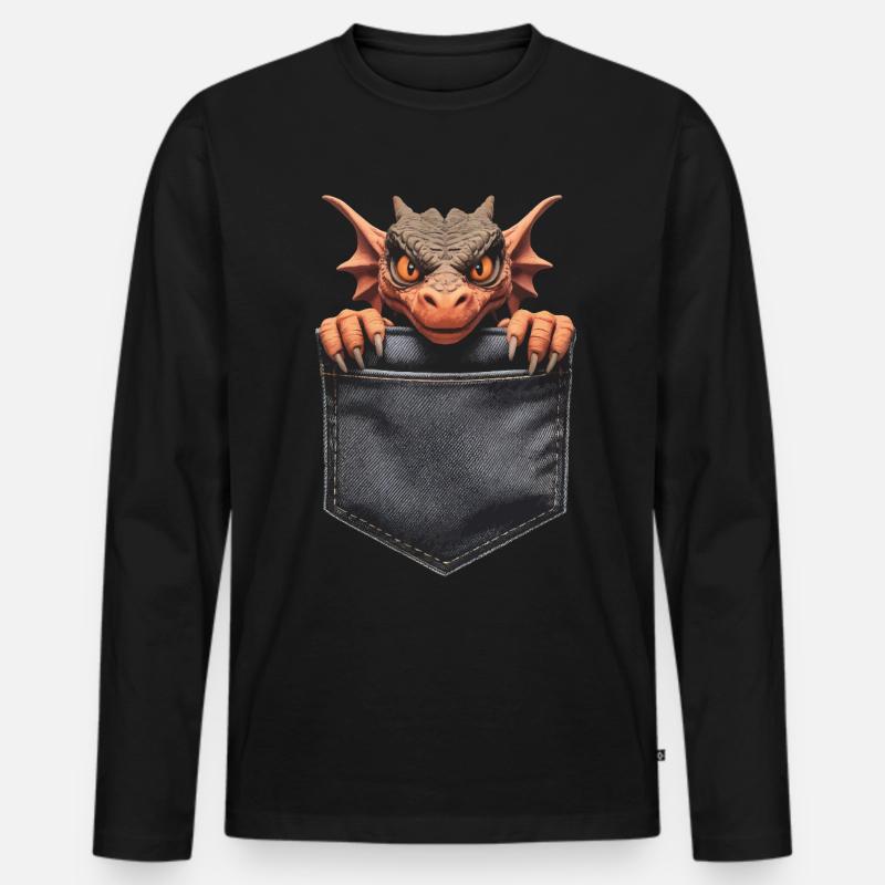 Drachen - Männer Premium Bio Langarmshirt - Schwarz