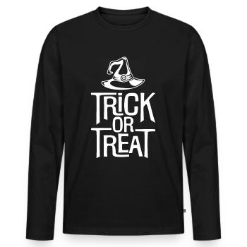 Trick or Treat - Men's Premium Organic Long Sleeve Shirt - black - Front - Nico (187cm)
