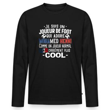 Mohamed Henni Football Foot Cadeau Homme T-shirt - T-shirt manches longues Premium bio Homme - noir - Devant - Nico (187cm)