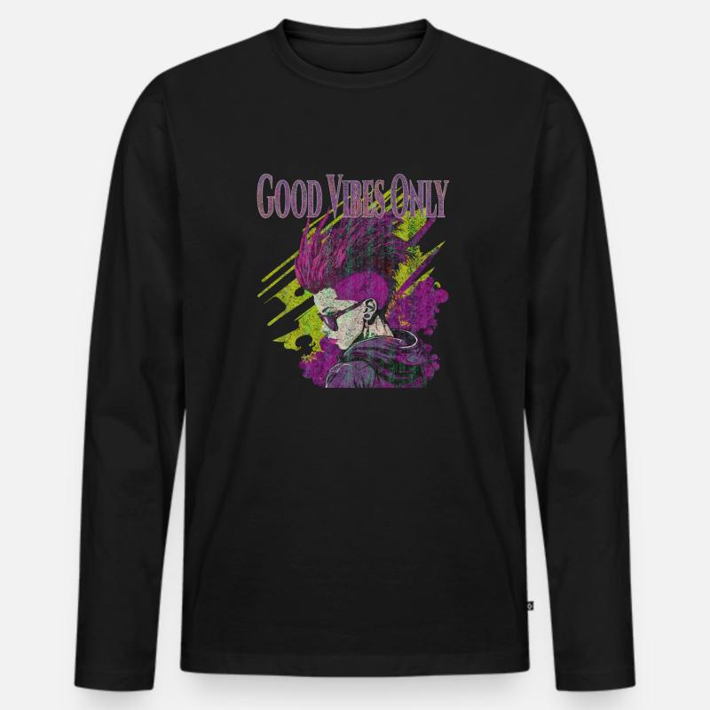 Good Vibes Only - Männer Premium Bio Langarmshirt - Schwarz