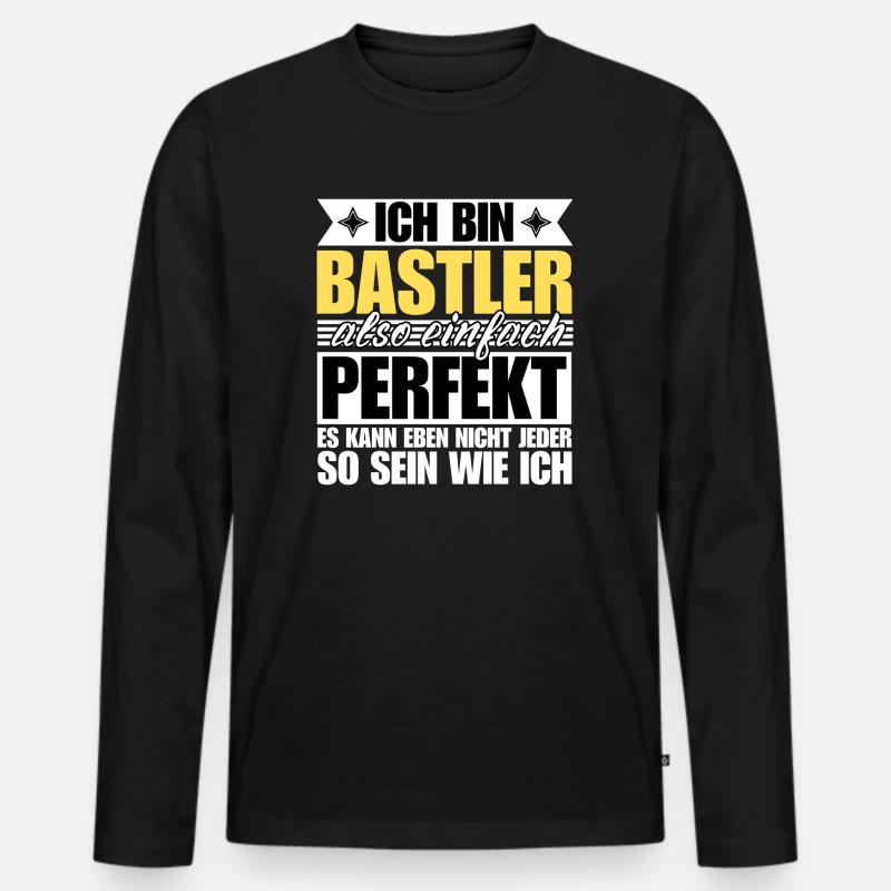 Perfekter Bastler - Männer Premium Bio Langarmshirt - Schwarz