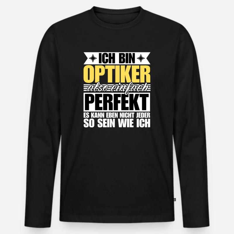 Perfekter Optiker - Männer Premium Bio Langarmshirt - Schwarz