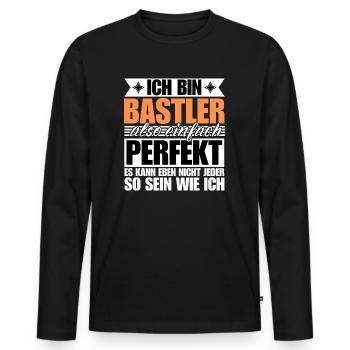 Perfekter Bastler - Männer Premium Bio Langarmshirt - Schwarz - Vorne - Nico (187cm)
