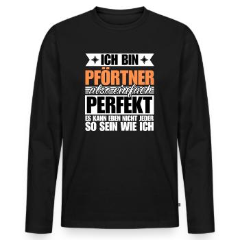 Perfekter Pförtner - Männer Premium Bio Langarmshirt - Schwarz - Vorne - Nico (187cm)