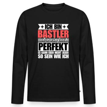 Perfekter Bastler - Männer Premium Bio Langarmshirt - Schwarz - Vorne - Nico (187cm)